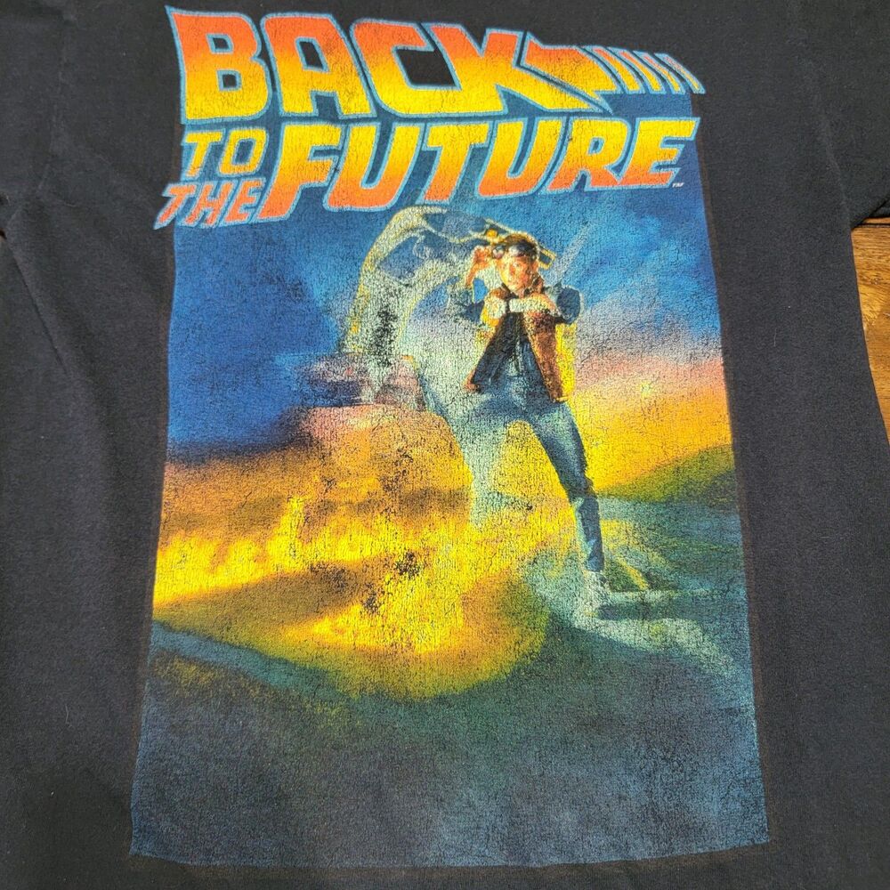 Back To The Future SS Black Tee Stressed Classic Poster - Size Small